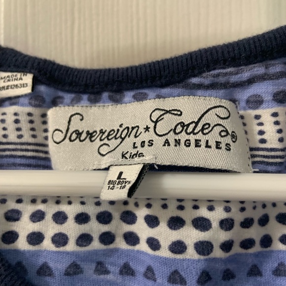 Sovereign Code Kids Boys Blue Striped Print Tank Large - Picture 3 of 7